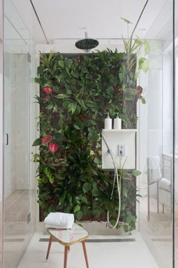 Shower with a bright living wall