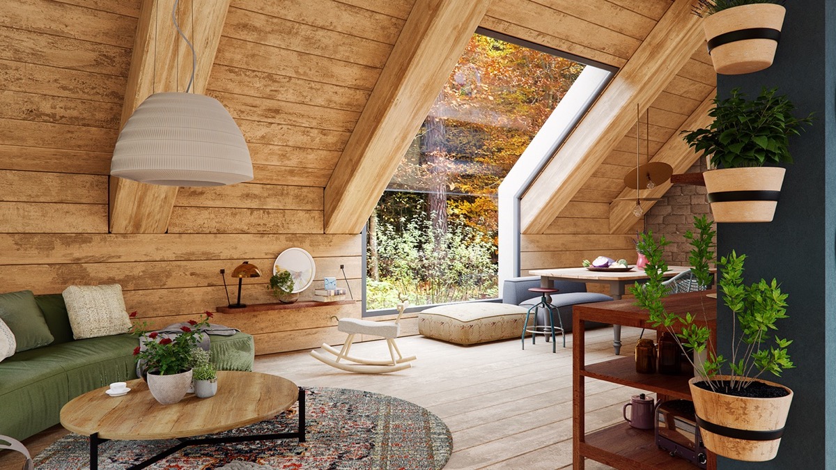 Wooden-walls-and-ceiling-rustic-living-room-set