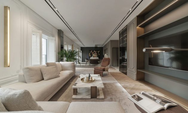 Apartment interior design for a single women with full of coziness and tender 1