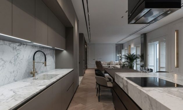 Apartment interior design for a single women with full of coziness and tender 4