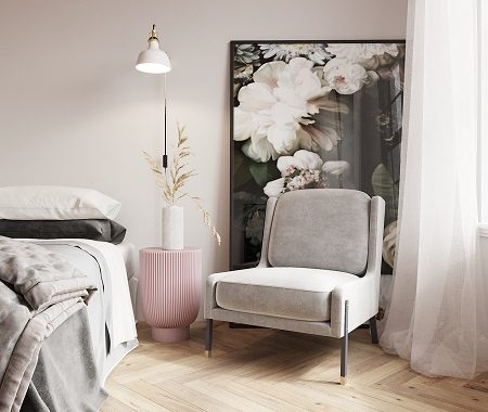 Beautiful bedroom with pink ceiling that gives a romantic atmosphere 3