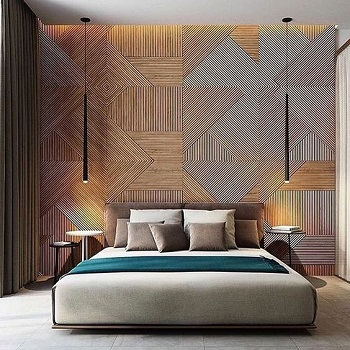 Bedroom with geometric patterns