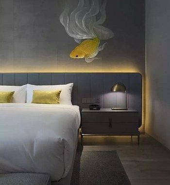 Bedroom with pops of mustard