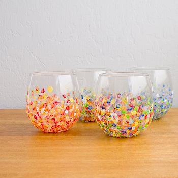 Colorful hand-dotted DIY Colored Creative Ideas To Update Your Glassware To The Next Level