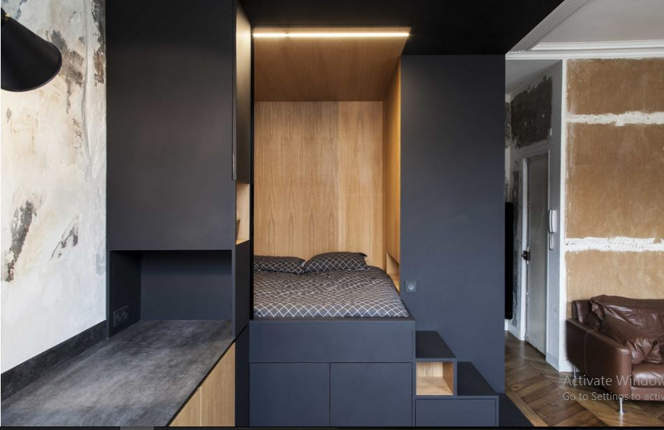 Magnificent apartment with an elevated bed for the necessary storage beneath 3