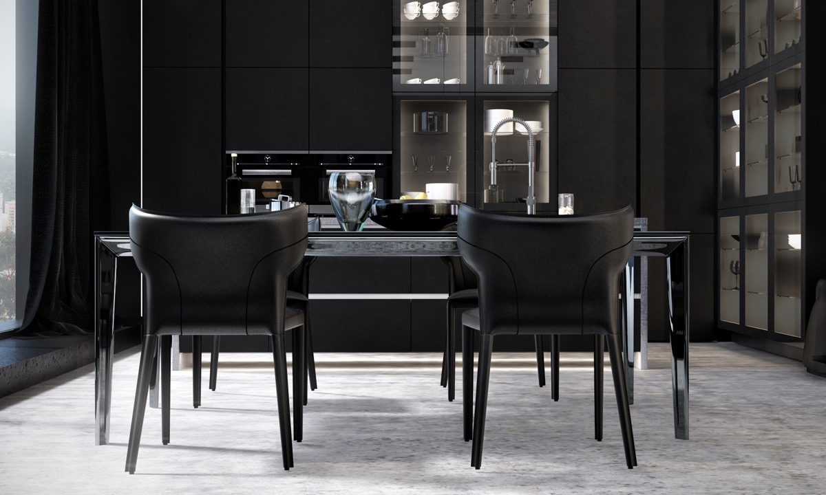 Modern-black-glass-dining-set
