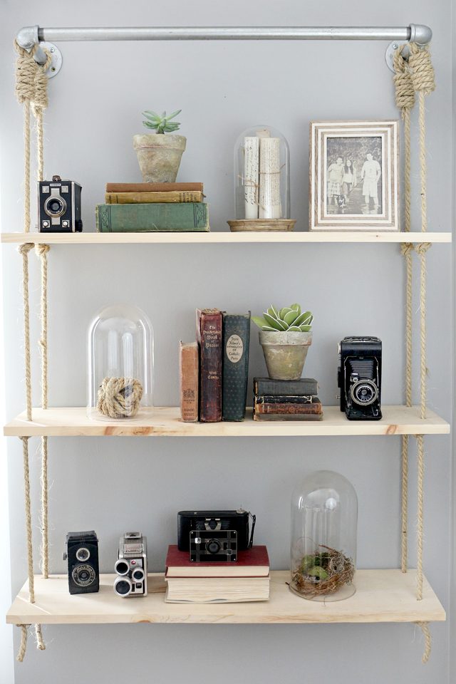 Pipes-and-rop-hanging-shelves