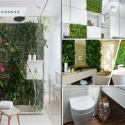 Spring bathroom decor ideas with living wall 2