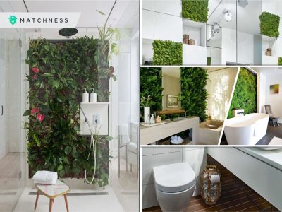 Spring bathroom decor ideas with living wall 2