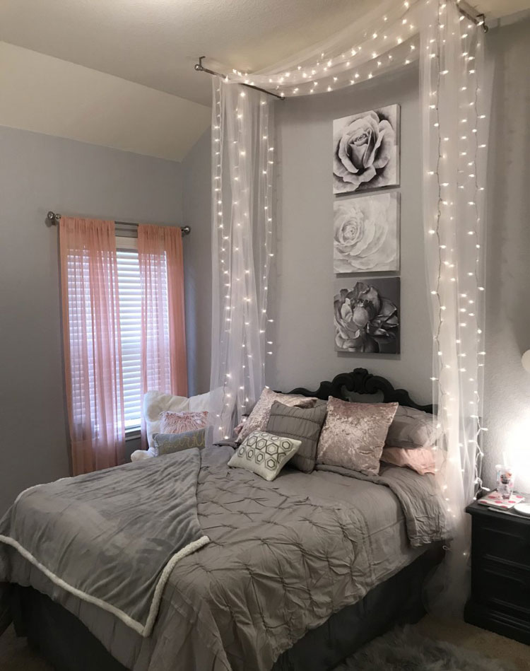 Teen-room-ideas-pink-and-grey-bedroom-with-elegant-canopy-and-classy-lights