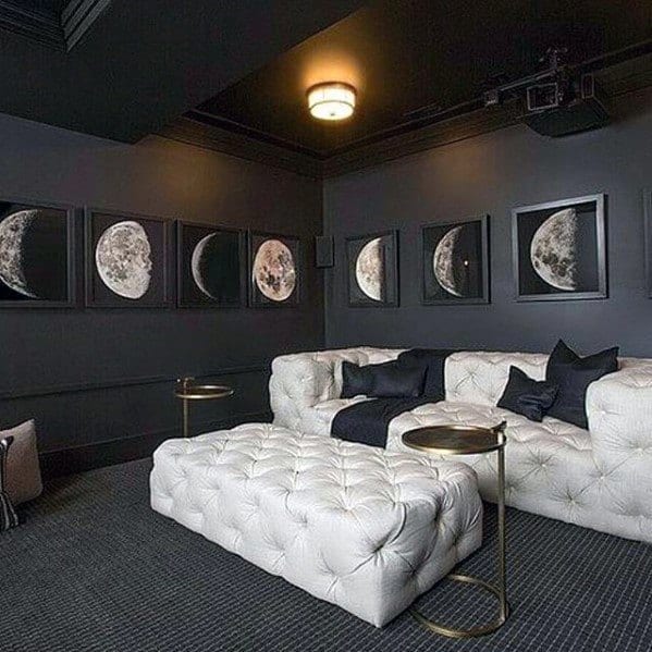 Black-and-white-basement-man-cave-home-theatre-designs