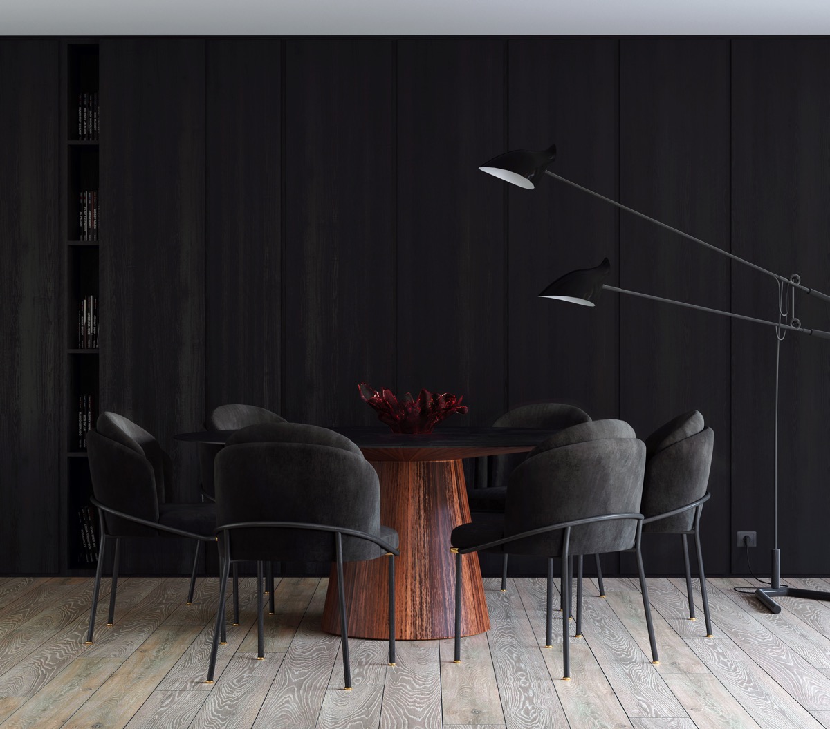 Black-round-dining-table-set