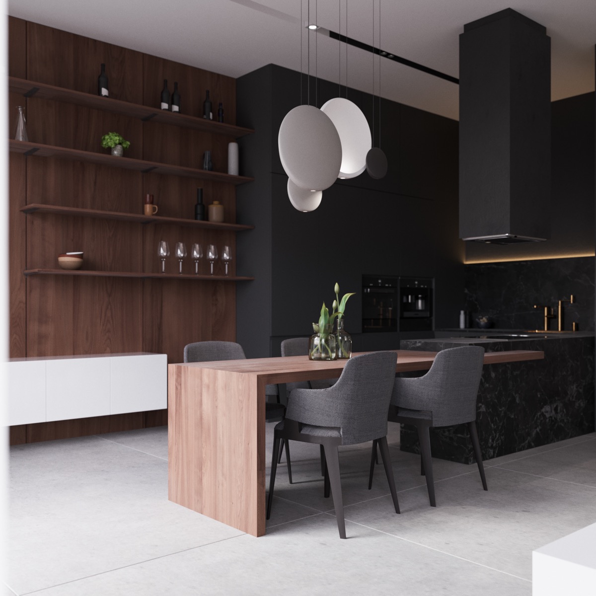 Black-upholstered-dining-chair