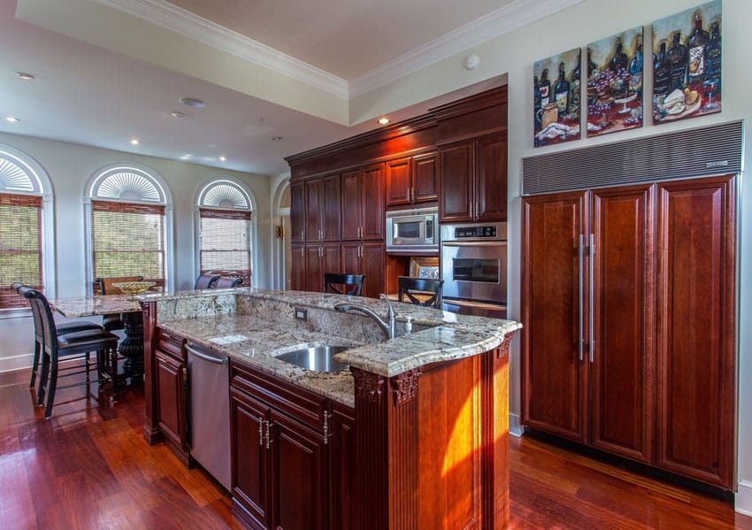 Classic-wood-kitchen-with-custom-granite-island