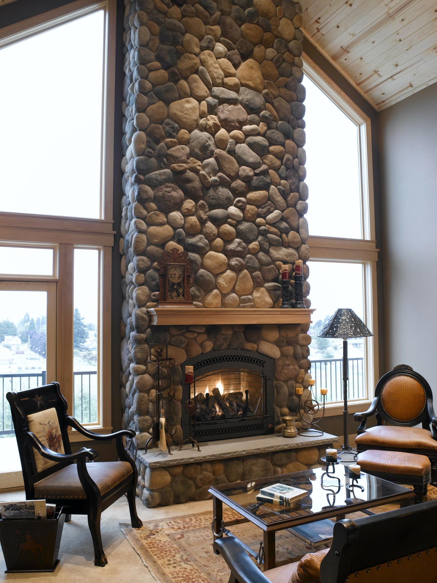 Diy-river-rock-fireplace