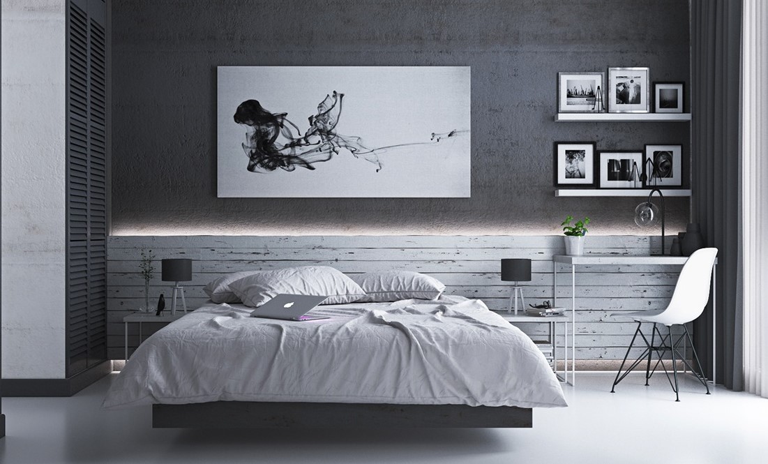 Gray-bedroom-furniture-sets-abstract-art-piece-1
