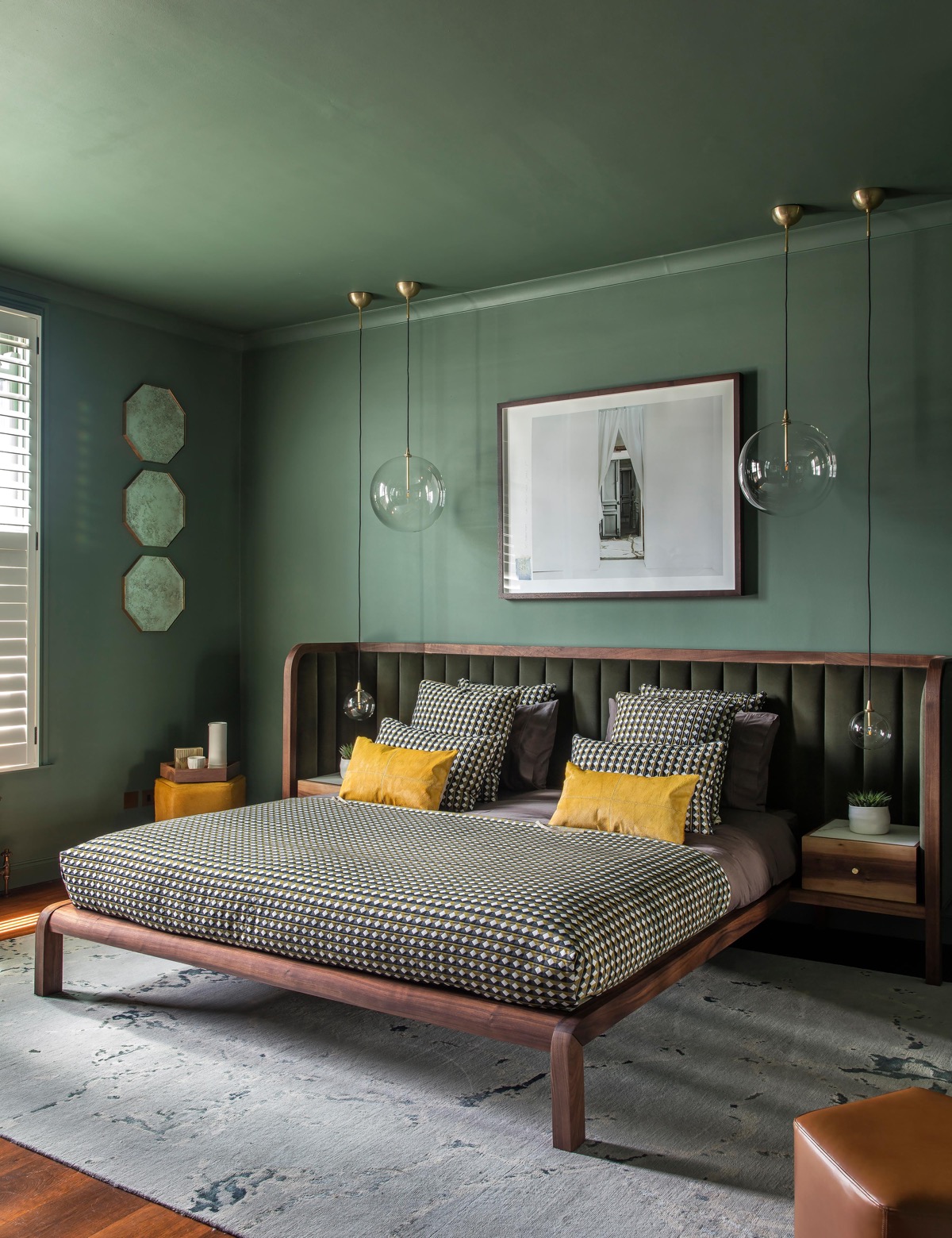 Green-and-brown-bedroom