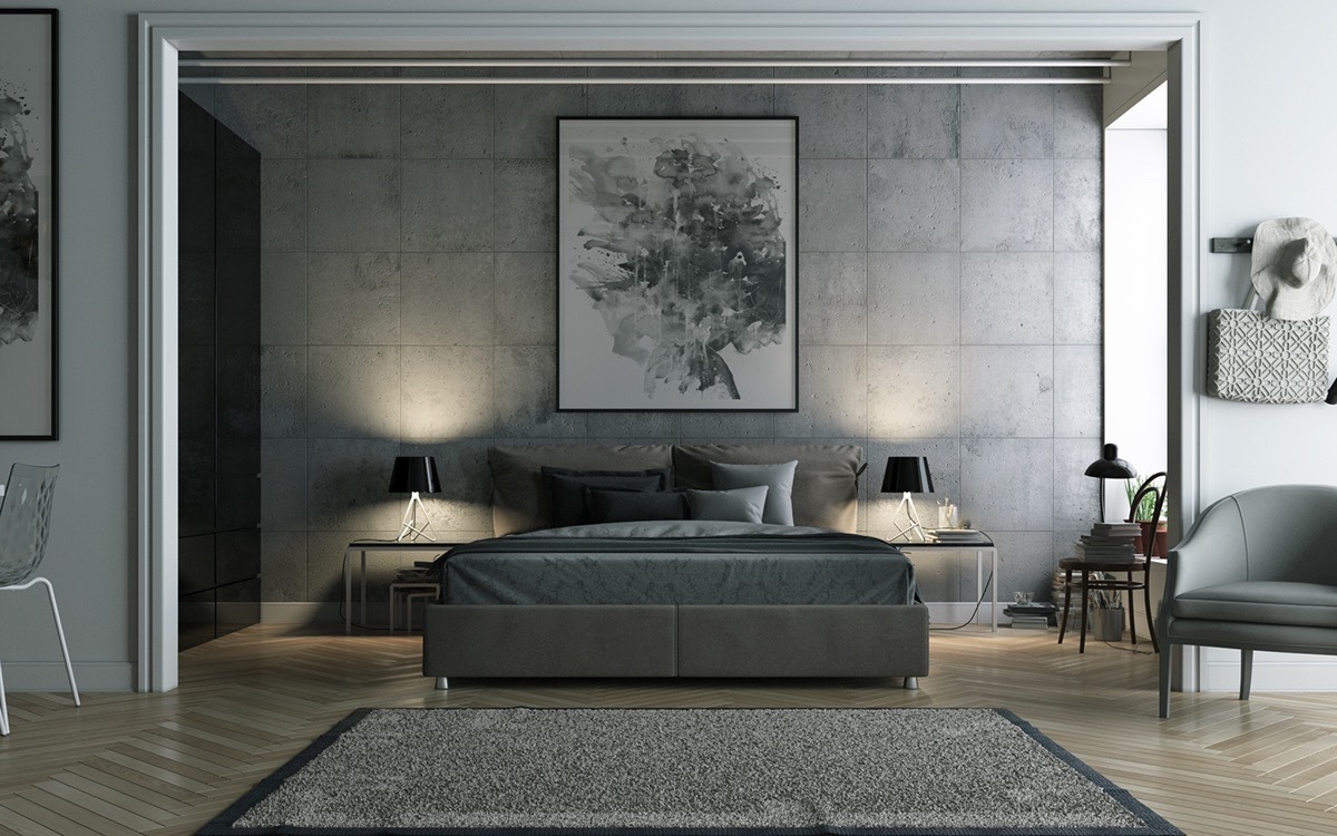 Grey-bedding-ideas-abstract-art-painting-1