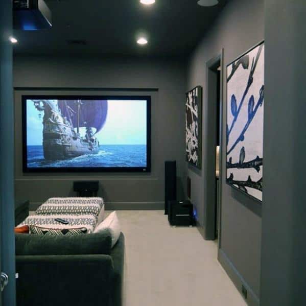 Home-theatre-grey-walls-and-cream-carpet-basement-man-cave
