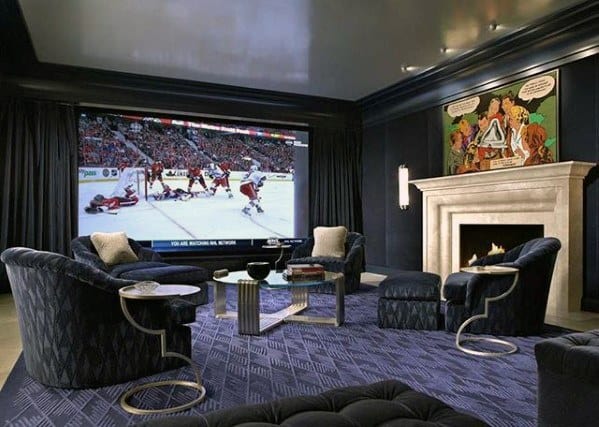 Home-theatre-room-guys-basement-man-cave-designs