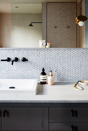 Pale peach pink penny tile