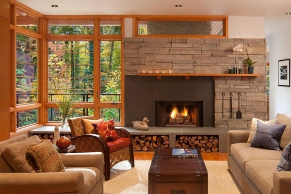 Stone-fireplace-design-ideas-modern-living-room-rustic-decor-sofa-set-armchairs