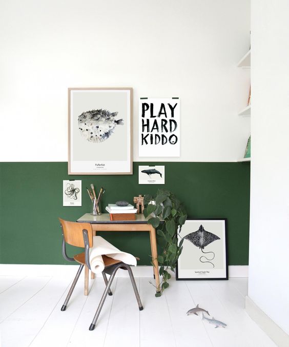 1-05-a-forest-green-and-white-color-block-wall-is-right-what-you-need-to-make-your-home-office-bolder