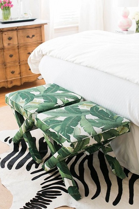 1-08-tropical-leaf-fabric-upholstered-stools-will-create-a-bold-and-bright-accent-in-your-space-and-add-glam