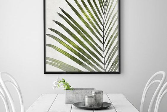 2-25-a-framed-palm-leaf-print-for-a-scandinavian-dining-room