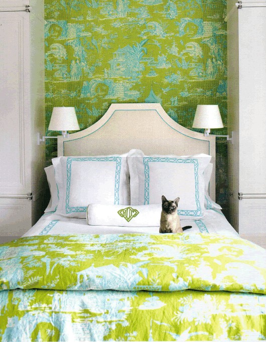 2-colorful-traditional-bedroom-with-matching-wallpaper-and-fabric
