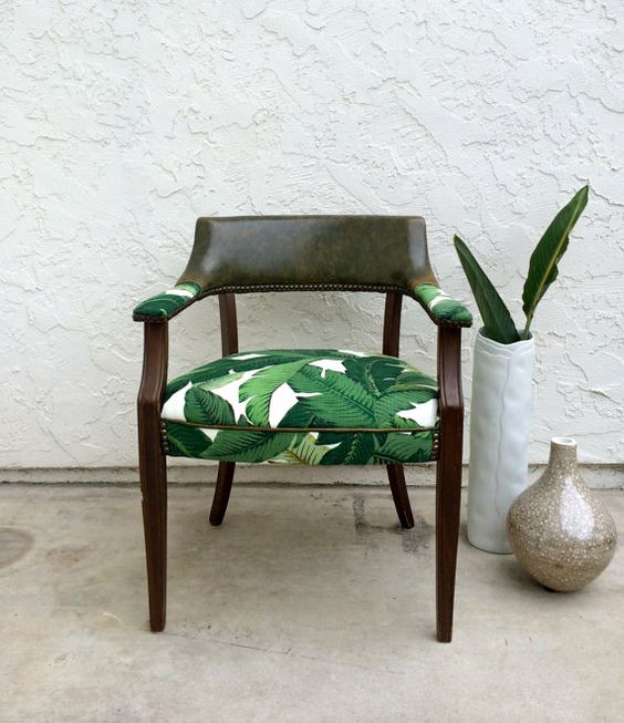28-reupholster-a-usual-chair-with-banana-leaf-printed-fabric-to-give-it-a-tropical-feel