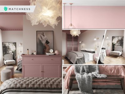 Beautiful bedroom with pink ceiling that gives a romantic atmosphere 2