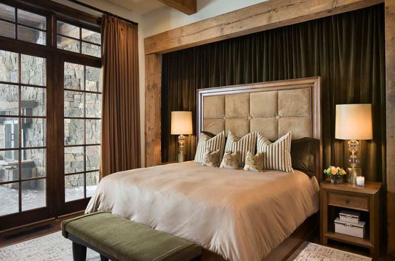 Contemporary bedroom with a wooden frame