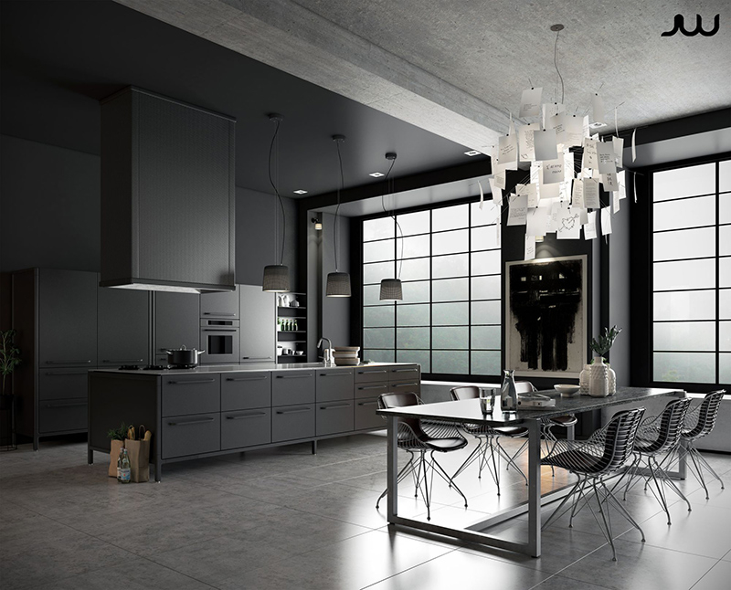Dark grey kitchen