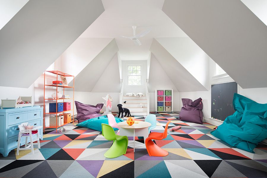 Geometric-rug-completely-transforms-the-ambiance-of-this-playroom-bedroom