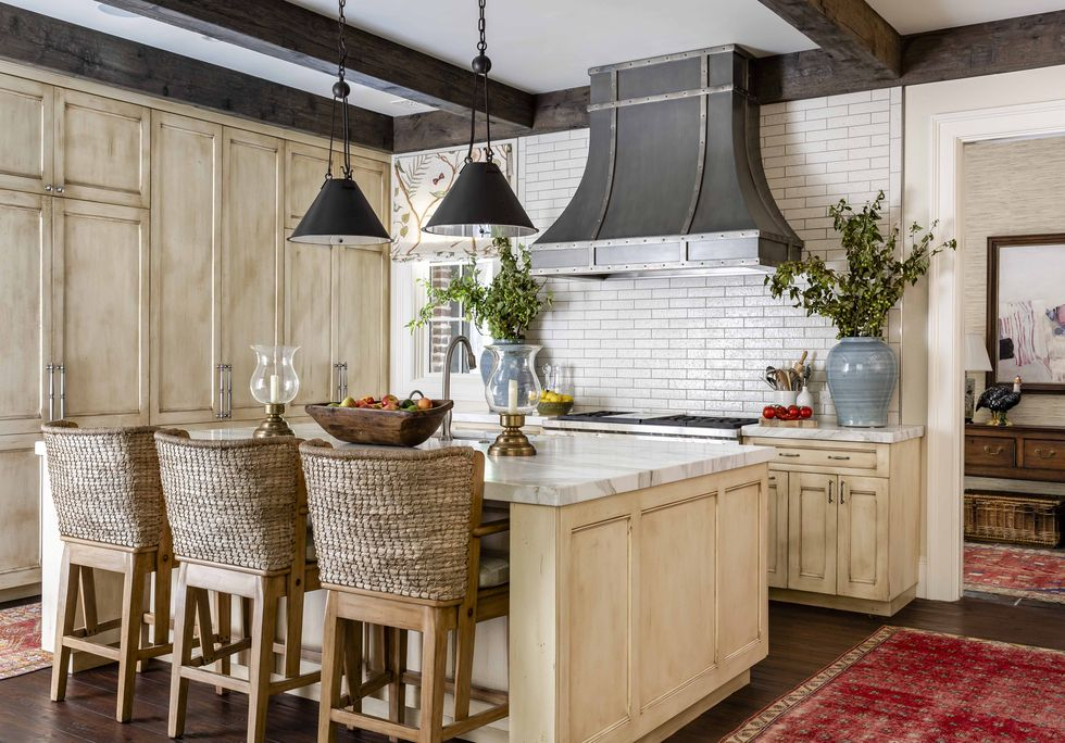 Kitchen with slender subway tile
