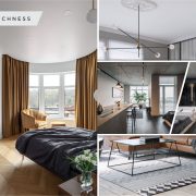 Minimalist apartment with a window overlooking the city 2