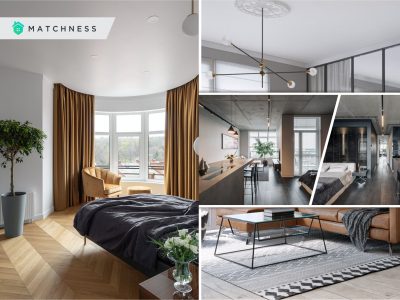 Minimalist apartment with a window overlooking the city 2