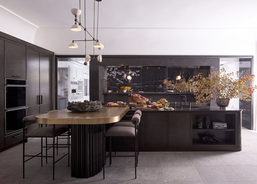 Painted mirror backsplash