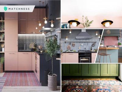 Pretty pink kitchen decor that timeless and chic with patterned tile backdrop 2