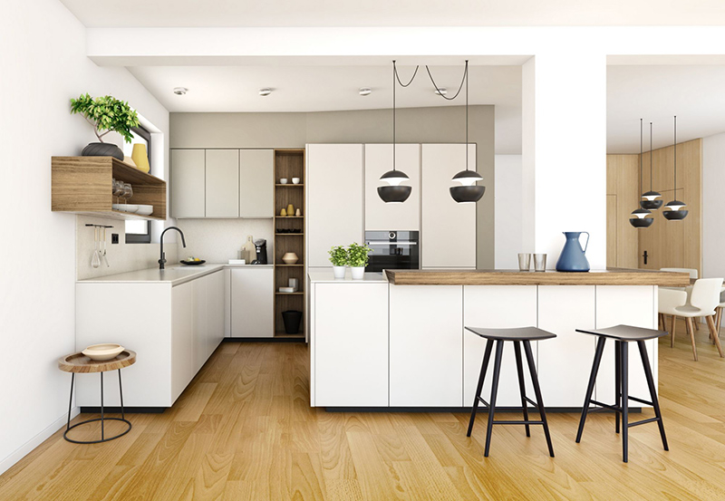 White and wood kitchen