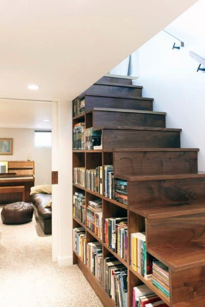 Basement-bookcase-for-books-under-stairs-ideas-inspiration