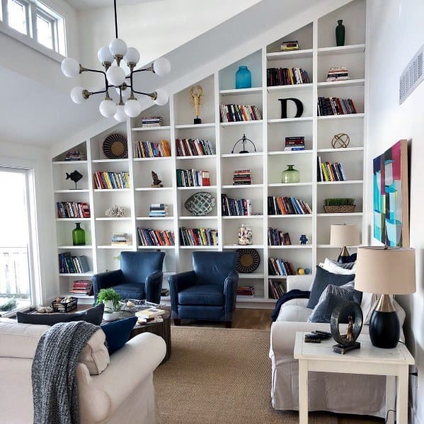 Floor-to-ceiling-angeled-built-in-bookcase-ideas-for-living-room