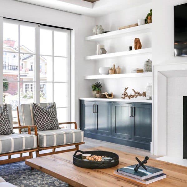 Home-interior-built-in-bookshelves-bookcase-white-and-blue