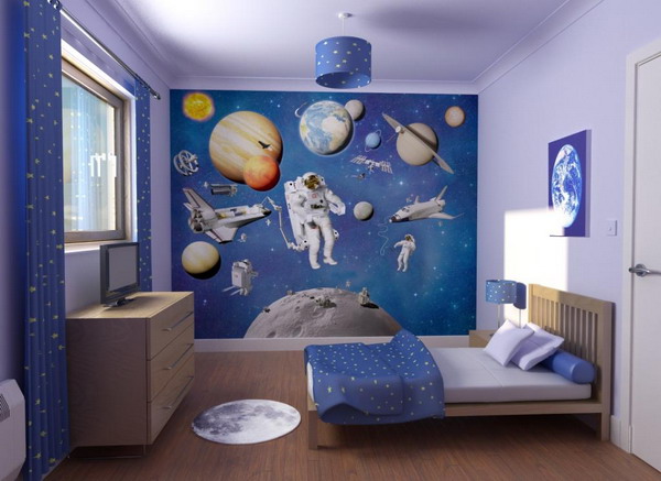 Space-theme-wall-decor-for-kids-bedroom