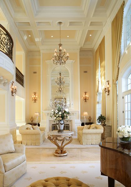 Yellow-and-white-coffered-ceiling-for-a-living-room