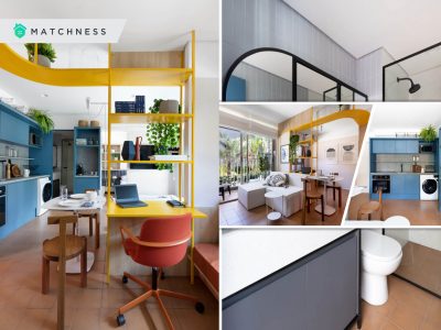 Apartment interior design in 37 m² area with a tiny home office nook2