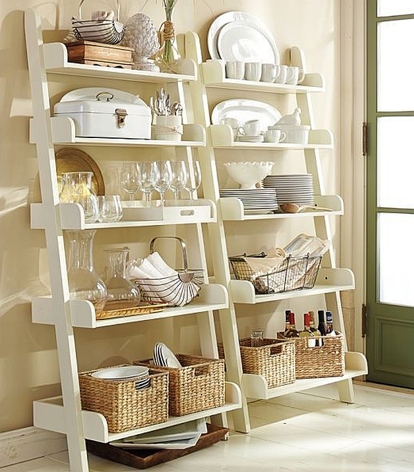 Beautifully-decorated-modern-ladder-shelves