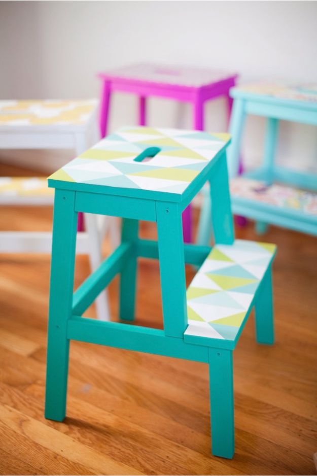 Diy-wallpaper-stools