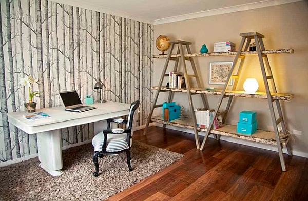 Pops-of-color-used-to-decorate-the-unique-shelves